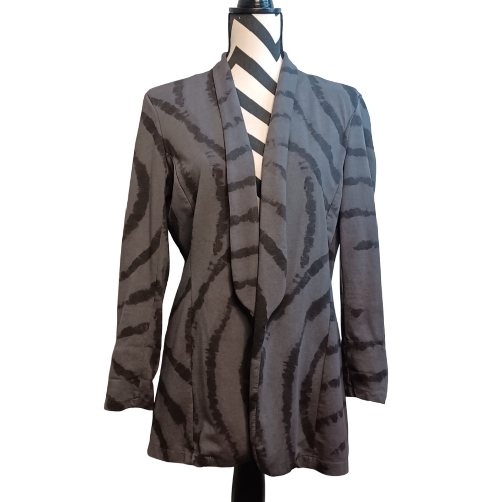 Johanna Paris Boho Abstract Print Artsy Open Front Jacket Cardigan